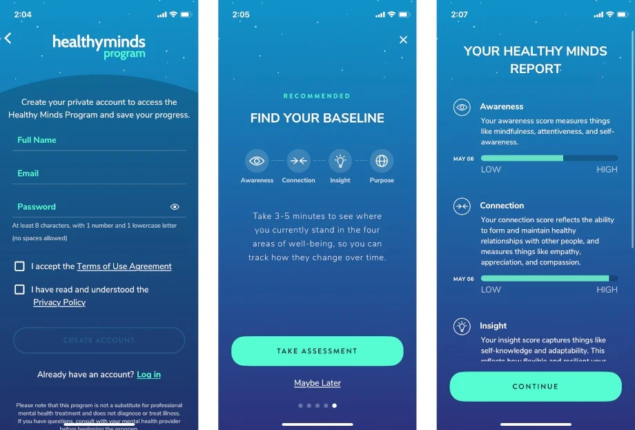 Healthy Minds Program Screenshots
