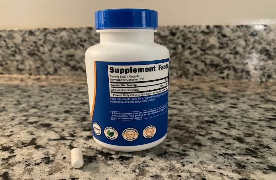 Nutricost Zinc Picolinate supplement facts