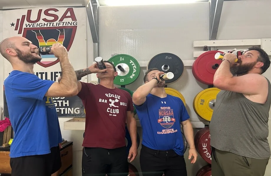 Our testers each enjoying a bottle of Jocko Molk protein shake