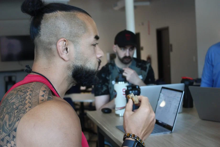 Our testers trying Quest Nutrition Chocolate Chip Protein Cookies