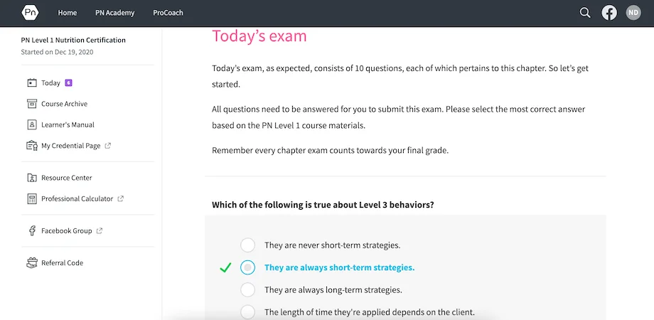 Precision Nutrition quiz
