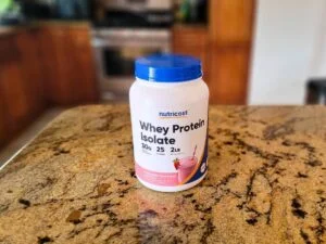 container of nutricost whey isolate