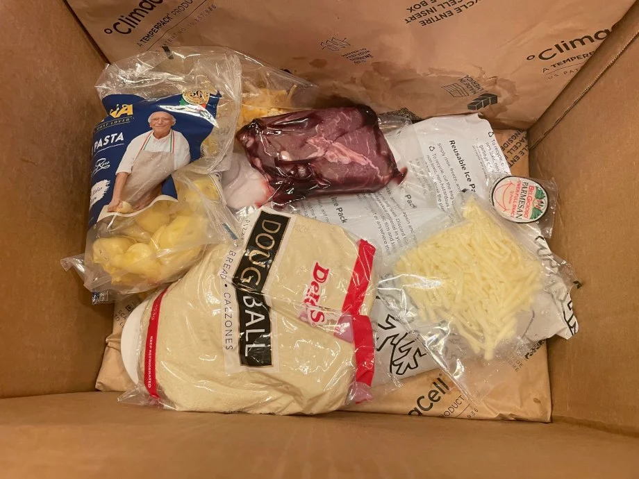 Bottom layer of food in a box from Martha and Marley Spoon