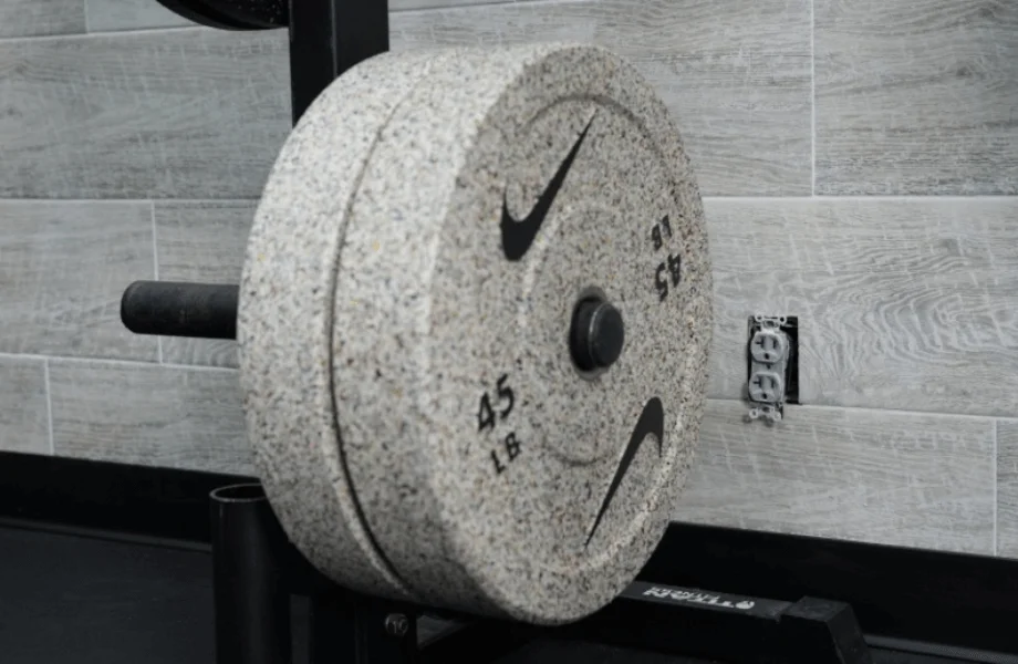 Nike Grind Bumper Plates on a weight horn