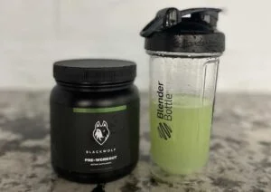 blackwolf pre workout container and shaker