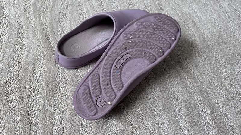 Looking at a pair of Lululemon SwayDay Mule recovery shoes after being worn for 2 months.
