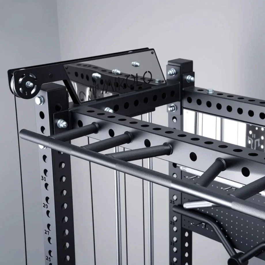 A close-up view of the pull-up bar on the Mikolo ANUBIS™-2.0 Ultimate All-In-One Smith Machine