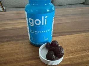 goli ashwagandha gummies next to container