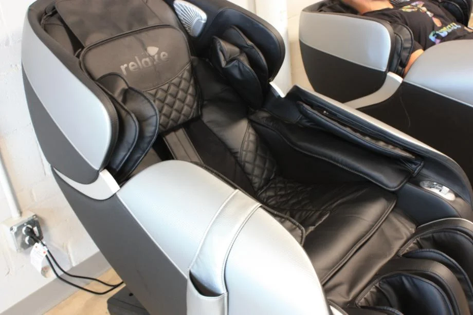 A good look at the cushions and airbags on a Relaxe Zero-Gravity Shiatsu Massage Chair.