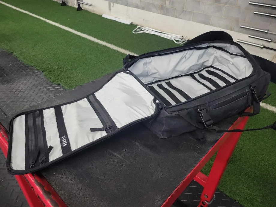 nobull waxed canvas duffleback empty