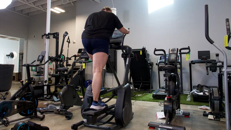 GGR Managing Editor Amanda Dvorak using the NordicTrack X16 Elliptical