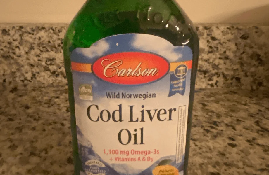 The front label on a bottle of Carlson Cod Liver Oil