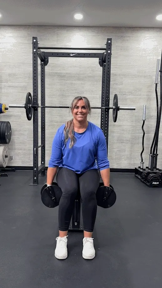person doing seated side lateral raises