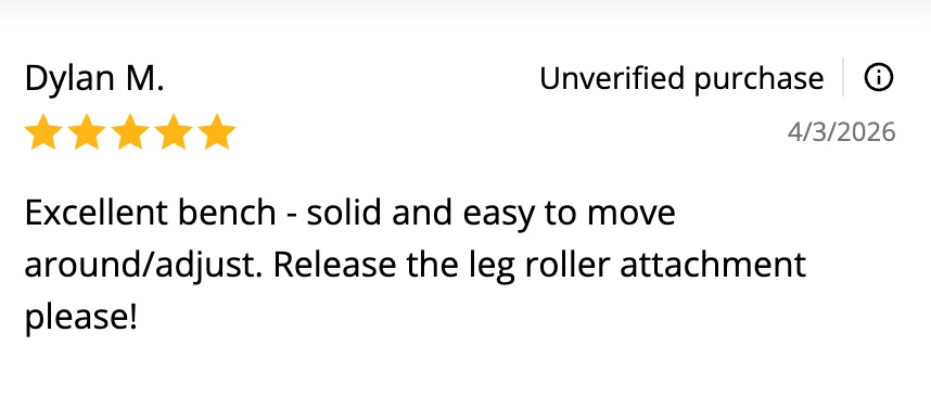 A screenshot of a customer review for the Major Fitness AH64 bench