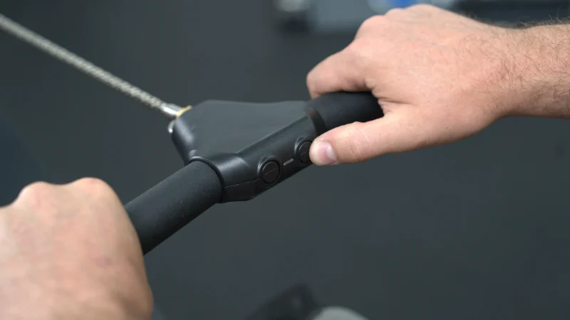 The on-handle adjustment toggles of the YOSUDA Air Magnetic Rowing Machine Pro