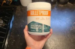 holding container of bulletproof prebiotic