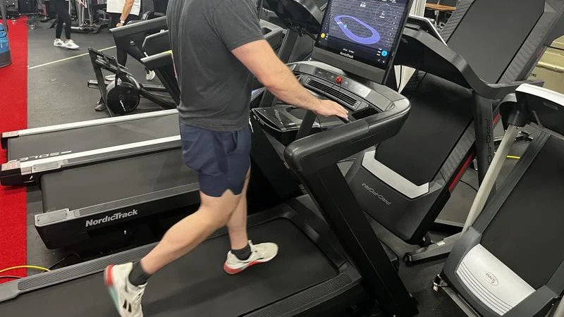 Our tester running on the NordicTrack Commercial 2450 treadmill