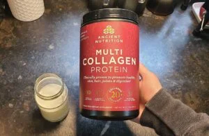 holding ancient nutrition multi collagen protein container