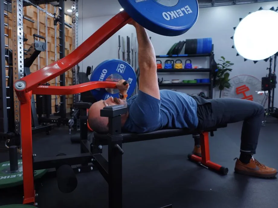 Coop does a unilateral press with the GMWD Bench Press Machine V1