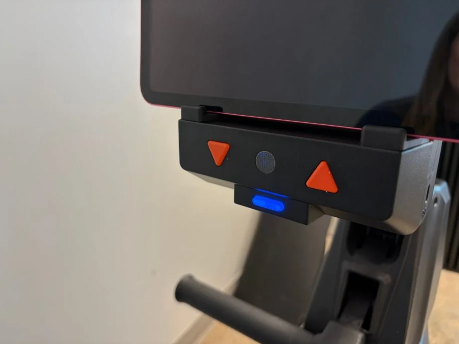 A close-up of the buttons on the Aviron Strong Go Rower