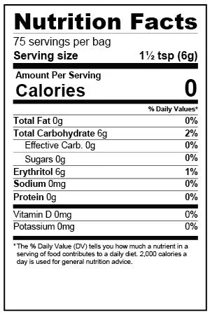 erythritol nutiriton label