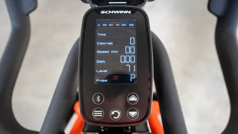 The available metrics that can be displayed on the Schwinn IC4's backlit LCD console