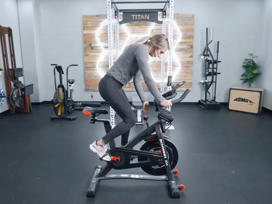 GGR Everything lead reviewer Lindsay Scheele riding the Schwinn IC4 Indoor Cycle Bike