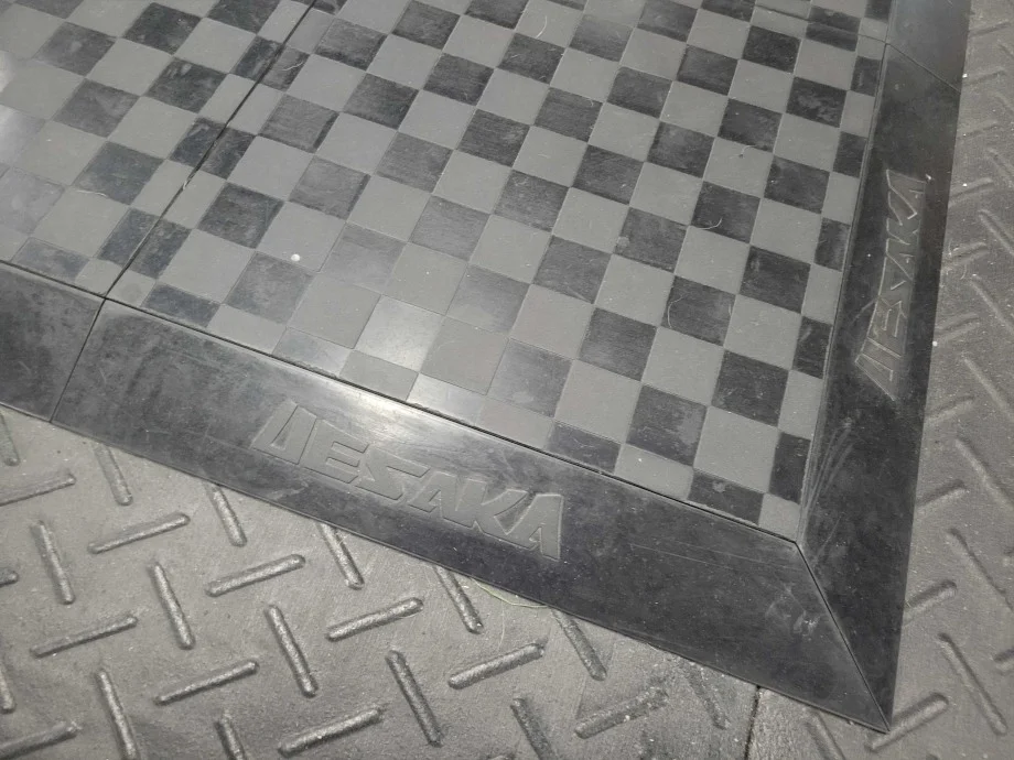A close look at the label on UESAKA Puzzle Platform Flooring