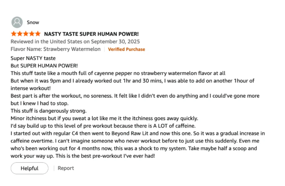 Online customer reviews for Cellucor's C4 Ultimate Shred pre-workout